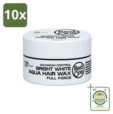 Image de 10 pots de cire coiffante blanche intense Red One, pour un contrôle maximal, contenance : 150 ml, lot de 10