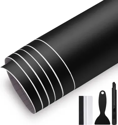 Obrázek produktu pro Matná černá autofólie – bez bublin – 1 kus – 300 cm x 30 cm