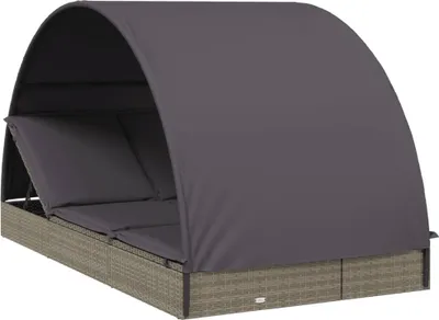 Produktbild von vidaXL 2-Personen-Sonnenliege mit Dach Grau 211x112x140 Poly Rattan