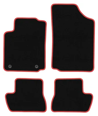 Obrázok produktu pre Velúrové autokoberce pre: Citroen C2 2003-2009 (hatchback) – sada 4 ks, čierno-červené, na mieru – Wielganizator CARLUX