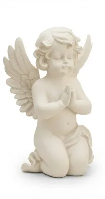 Image de Relaxdays : ange de tombe en prière, pierre artificielle, résistant aux intempéries, au gel et aux UV, H x L x P : 36 x 22,5 x 18 cm, décoration funéraire, couleur crème