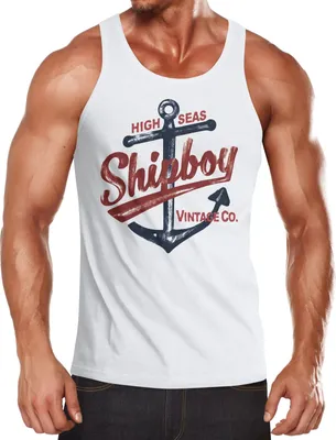 Produktbild von Herren Tank-Top Anker Shipboy Vintage Muskelshirt Muscle Shirt Neverless® weiß M