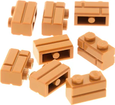 Produktbild von 8x Lego Bau Stein modifiziert 1x2x1 hell nougat braun Ziegel Mauerwerk 98283