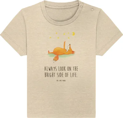 Produktbild von Mr. & Mrs. Panda Babyshirt Fuchs Sterne 6. - 12. Monat - Natural Raw - Geschenk, Kinder Top, Hoffnung,  T-Shirt, Optimistisch, Positiv, Romantik, Baby Kurzarmshirt