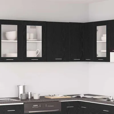 Produktbild von PUEAZU Hängeschrank Schwarz Eichen-Optik 40x31x60 cm Holzwerkstoff - Küchenschränke &28507