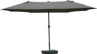 Image de Outsunny Parasol de jardin exterieur parasol double rectangulaire 4,6L x 2,7l x 2,4H m avec ouverture fermeture manivelle, sacs de lestage et base inclus, pour balcon, piscine, gris