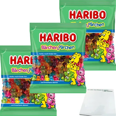 Produktbild von Haribo Bärchen-Pärchen 3er Pack (3x160g Packung) + usy Block