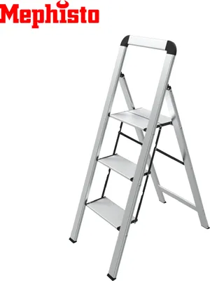 Produktbild von Mephisto Aluminium Leiter mit 3 Stufen und Griff bis 150 kg Tragkraft