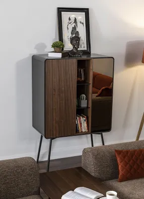 Immagine prodotto di Credenza retrò mobile bar mobile da soggiorno mobile da vino in legno marrone