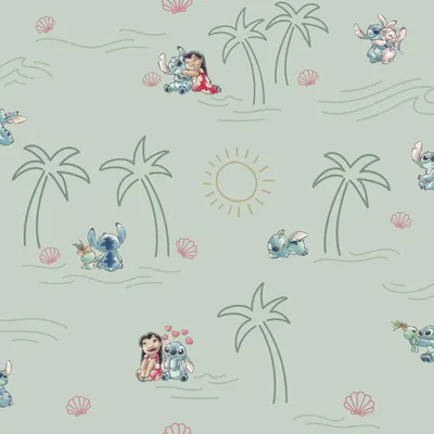 Image de Papier peint intissé Disney, Lilo et Stitch, thème : amour à la plage, dimensions : 53 x 1005 cm