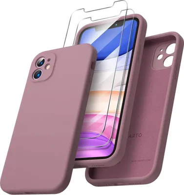 Produktbild von ORNARTO iPhone 11 Hülle mit Schutzfolie Silikon Case Lila 6,1 Zoll