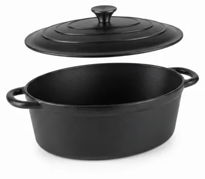 Produktbild von Emaillierter Gusseisen Bräter 3,5 L oval mit Deckel – Schmortopf, Bratentopf & Cocotte – für saftige Schmorgerichte, Fleisch, Geflügel & Gemüse
