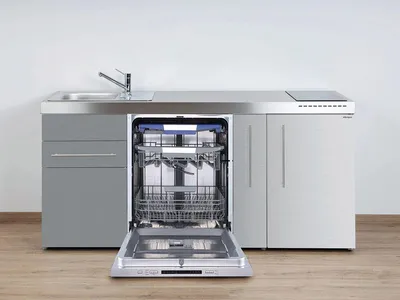 Produktbild von Stengel Miniküche MPGG 180 A Edelstahl mit Kühlschrank und Geschirrspüler groß