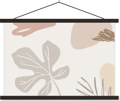 Produktbild von MuchoWow® Textilposter Sommer - Laub - Grau 60x40 cm mit schwarzem Rahmen - Hölzernes