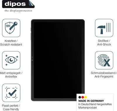 Produktbild von 2x Schutzfolie für Vale Tablet V11E LTE matt - Anti-Shock 9H Folie dipos Glass Kunststoffglas