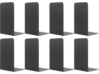 Bücherstützen aus Metall, schwarz, 8 Stück, 4 Paar, für Bücherregale