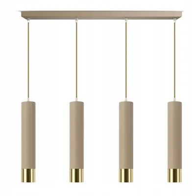 Produktbild von FKL DESIGN Home Deco Deckenlampe Deckenleuchte 4-flammig GU10 Metall Lampenshirm Lampe aus Serie N857 (Ecru, BZ4)