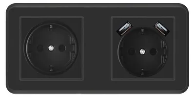 Obrázok produktu pre Techstar® PCU2 zásuvka, dvojitá, 2 x USB, 2.1 A, čierna farba, polykarbonát, 16A