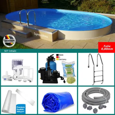 Produktbild von SET> Ovalpool 4,50 x 2,50 x 1,20 m blau, Folie 0,80 mm