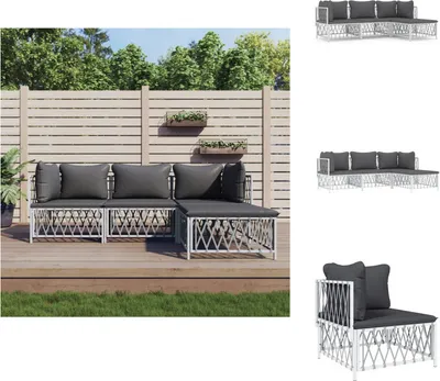 Produktbild von vidaXL 4-tlg. Garten-Lounge-Set mit Kissen Weiß Stahl -  Gartenmöbel-Sets