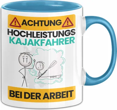 Produktbild von Kajakfahrer Tasse Geschenk Lustiger Spruch Geschenkidee für Kajakfahrer Achtung Hochleistungs Kajakfahrer Bei Der Arbeit (Blau)