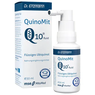 Produktbild von Dr. Enzmann QuinoMit Q10® Ubiquinol Tropfen 30 ml – Veganes Coenzym Q10