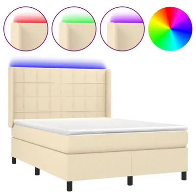 Produktbild von vidaXL Boxspringbett mit Matratze & LED Creme 140x200 cm Stoff
