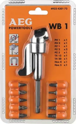 Produktbild von Milwaukee Winkelschraubvorsatz WB-1 1 / 4 Zoll Antrieb / 1 / 4 Zoll I-Sechskant / Eckmaß 30mm / mit 10 - 4932430173