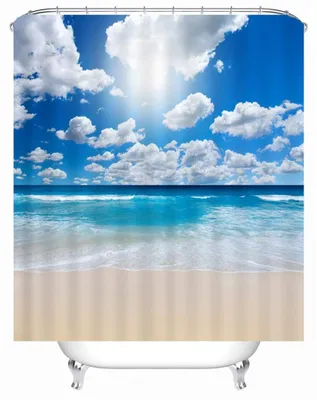 Produktbild von Strandmotiv Duschvorhang 240x200cm Wasserdicht und Antischimmel