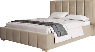 Obrázek produktu pro Čalouněná postel Tokio s čelem, 200x200 cm, dvoulůžko s podnoží a kovovým lamelovým roštem, velurová látka, barva: béžová