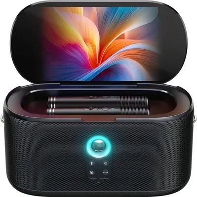 Produktbild von Portable Bluetooth-Lautsprecher-PA-System mit 101 Zoll Bildschirm - Liedtextanzeige - drahtlose Mikrofone - tragbares Opladen