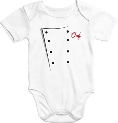 Produktbild von Baby Body Kostüm Koch Kochjacke Fasching Karneval Faschingskostüme Baby Moonworks® weiß 3-6 Monate