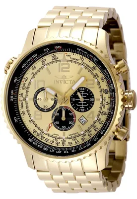 Produktbild von Invicta Aviator 49081 Herrenuhr - Quarzwerk - Edelstahl mit goldenem Zifferblatt - 49 mm