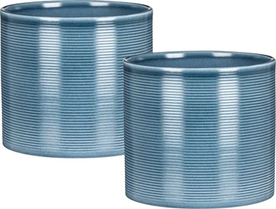 Produktbild von Scheurich Blumentopf 2er Set aus Keramik,  Farbe: Blue Jeans, 14 cm Durchmesser, 13 cm hoch, 1,5 l Vol.
