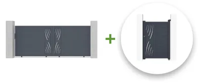Produktbild von Schiebetor 3,5m VELETA H.140cm + Gartentür 1m VELETA H.140cm aluminium grau