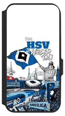 Produktbild von NIVOCASE Klapphülle für Samsung Galaxy A54 5G  Handyhülle aus Kunst Leder NIVOflip schwarz Aufstieg Hamburger SV Offizielles Lizenzprodukt