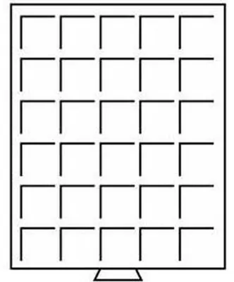 Produktbild von Münzbox 30 eckige Fächer, 38 x 38 mm, rauchfarben mit schwarzer Einlage