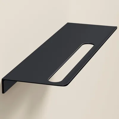 Produktbild von doporro Duschablage ohne Bohren aus Aluminium 40 cm, selbstklebendes Duschregal mit Handtuchhalter, 2-in-1 Badezimmer Organizer Matt schwarz Reglo-06