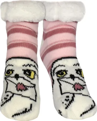 Produktbild von Harry Potter Hüttensocken - Hedwig Eule Haussocken für Damen Kuschelsocken Flauschige Wintersocken warme Frauen Socken Rosa 39-42