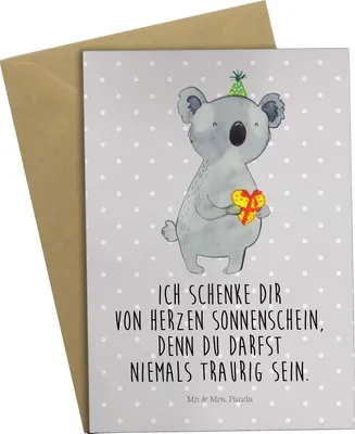 Produktbild von Mr. & Mrs. Panda babykarte Koala Geschenk - Grau Pastell - kommunionskarte, weihnachtskarten, einladungskarten, dankeskarten, Geburtstag, Party, hochzeitskarten