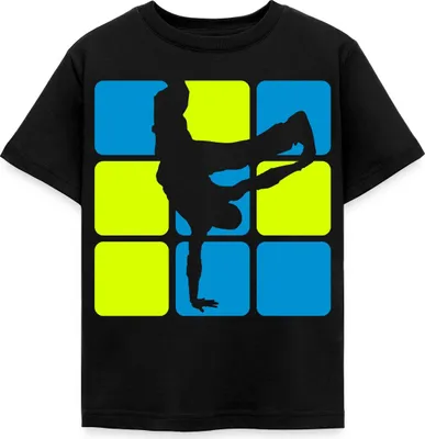 Produktbild von Spreadshirt Breakdance Breakdancer Silhouette Kinder T-Shirt, 122/128 (7-8 Jahre), Schwarz