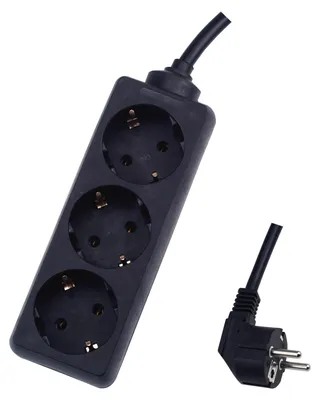 Obrázek produktu pro SKYLAND stolní rozbočovač, 3 vývody, přívodní kabel 1,4 m, 3x1,5 mm², otočený o 45°, černý, 1 ks.
