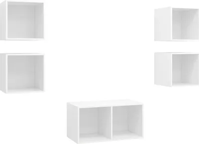 Image de vidaXL Ensemble de 5 meubles TV blanc en bois composite