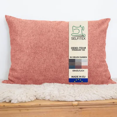 Produktbild von Selfitex Dekokissen XXL 60x80 inkl. Füllkissen, gewebter Canvas Stoff, matte & strukturierte Oberfläche, weiche Polyester-Füllung (Lachsrosa)