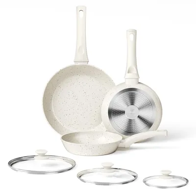 Imagen del producto de Juego de sartenes antiadherentes, de 3 piezas, de 20/24/28 cm, aptas para inducción, para la cocina