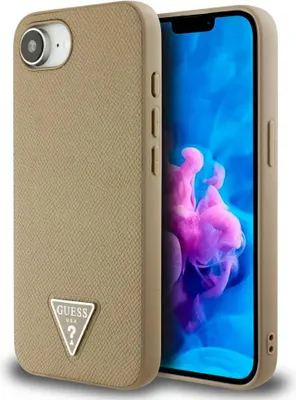 Obrázok produktu pre Guess GrainedPolyuretánTriangle Logo MagSafe kryt na iPhone 16e – hnedý