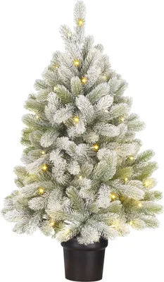 Produktbild von Black Box Trees Nagoya Künstlicher Weihnachtsbaum im Topf mit LED-Beleuchtung und Timerfunktion - H90 x Ø55 cm - Grün