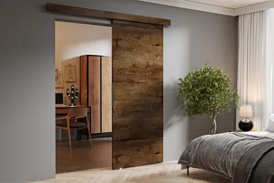 Produktbild von Schwebetür 100 cm Doris - Schiebetür Wohznimmer, Schlafzimmer, Design Zimmertür - Schiebetürsystem (Dunkel Eiche)