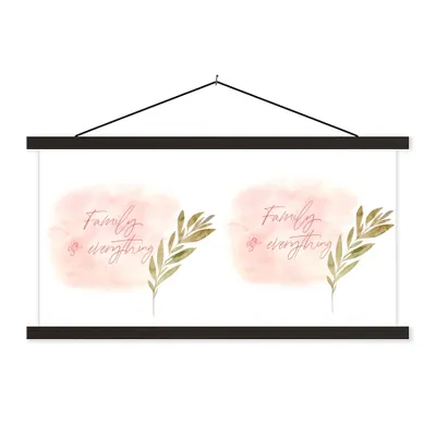 Produktbild von MuchoWow® Textilposter Zitate - Familie ist alles - Sprichwörter 60x30 cm mit schwarzem Rahmen - Textilien