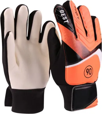 Produktbild von 1 Paar Torwarthandschuhe, rutschfestes Handflächendesign, supergriffiger Fingerschutz, verstellbar, atmungsaktiv, Kinder-Fußballhandschuhe für Kinder